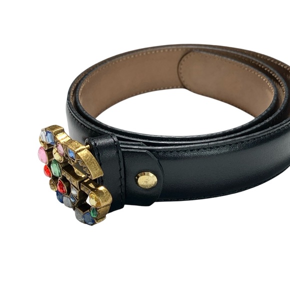 🆕 Gucci Style Black Leather Crystal Embellished Marmont Belt 🆕 - Picture 5 of 9
